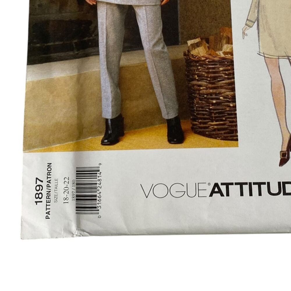 Vintage 90s Vogue Pattern 1897 Tunic Pants Dress Jennifer George 18 20 22 UNCUT - Picture 3 of 14